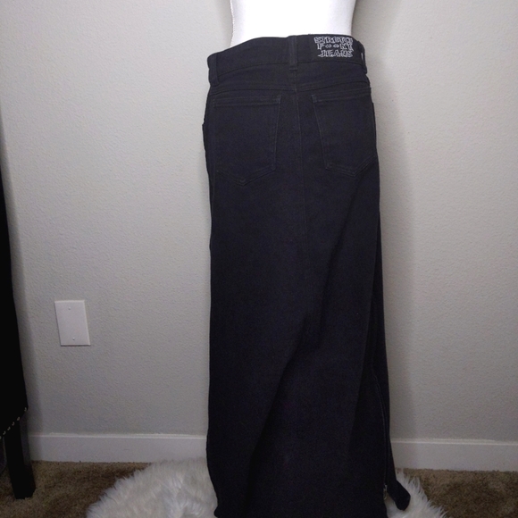 Lip Service Vintage Black Heavy Denim Skirt Full Length Side Zippers Gothic L - Picture 3 of 7